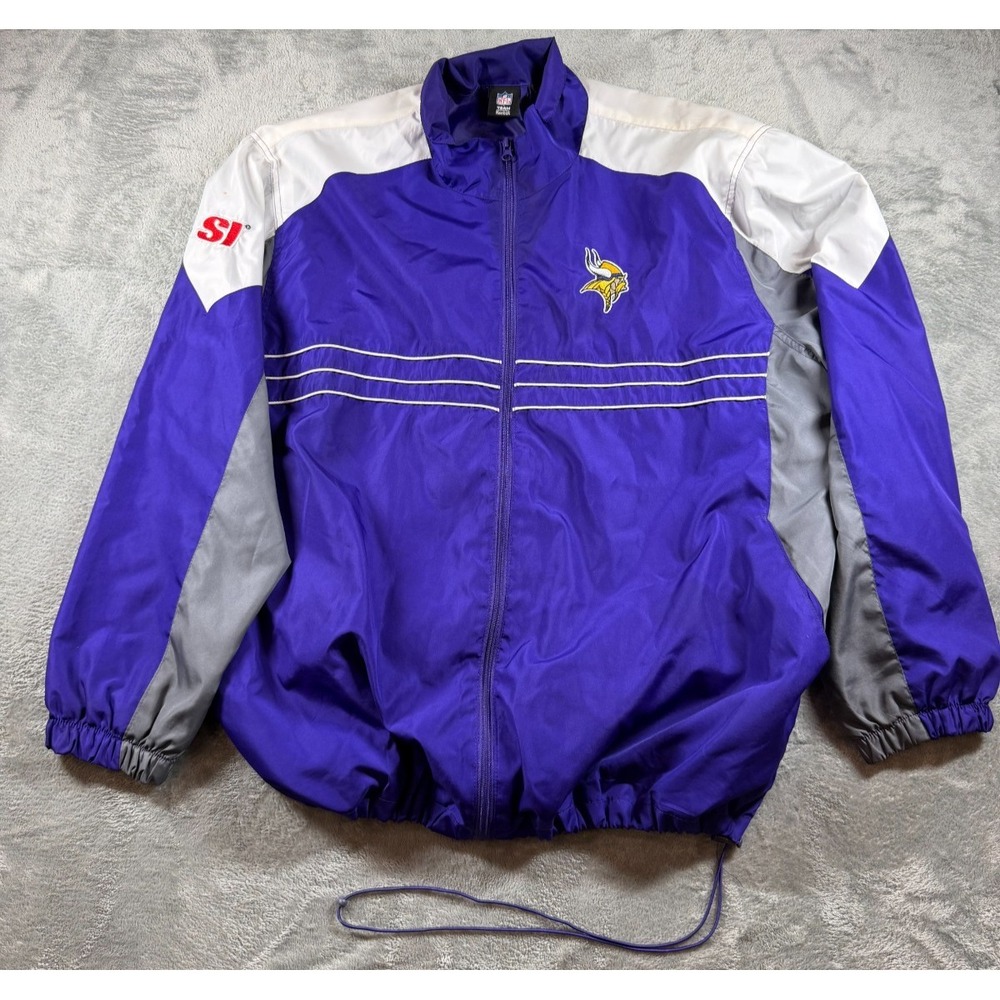 Vtg Vikings Reebok NFL Jacket XL Purple Windbreaker Team Sideline Y2K